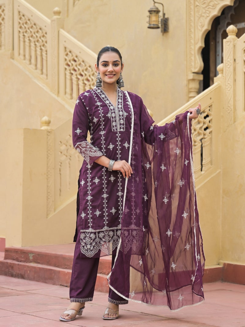 Shifory Wine 3-Piece Ethnic Wear Set for Women - Image 4
